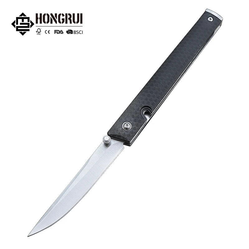 Hongrui Folding Pocket Knife 5cr15MOV Steel and ABS Hnalde with  Elegant Thumb Nail Design Helps You Slide Open Smoothly