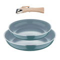 Bergner Click&Cook Set of 2 Frying Pans 22cm and 26cm + Removable Wood Effect Handle in Pressed Aluminum
