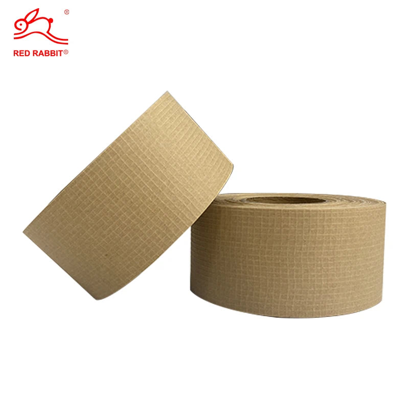 Factory Water Activated Grid Structure Reinforced Kraft Paper Tape Printed Biodegradable Custom logo Kraft Wet Tape