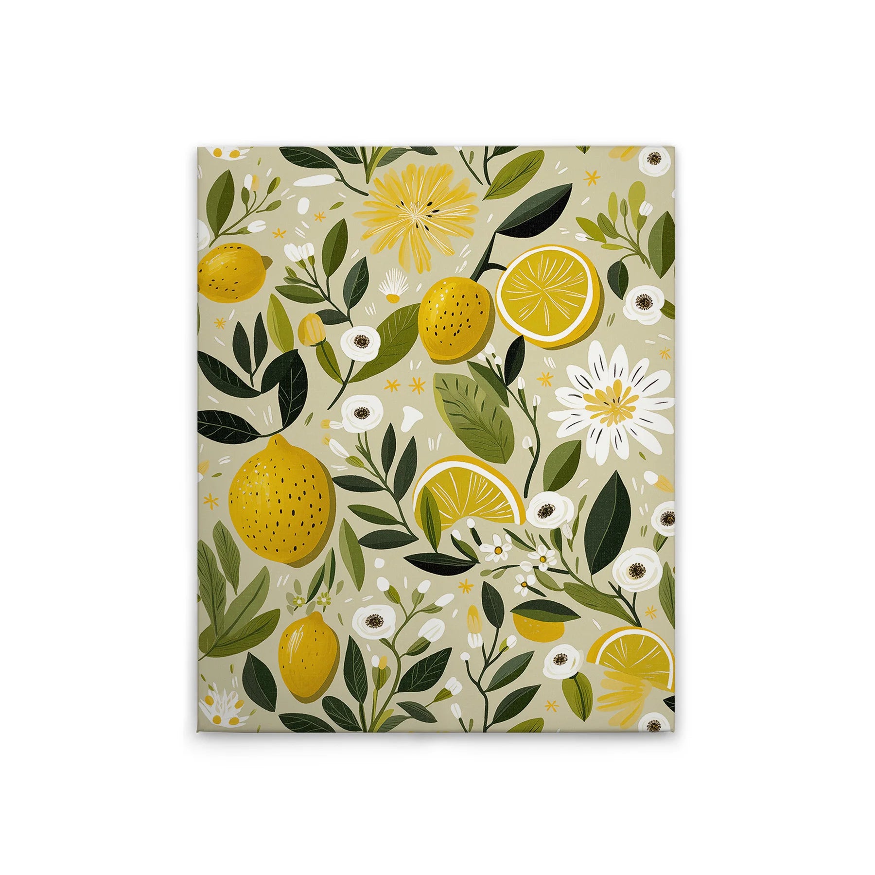 Made In Germany - Home Decor Canvas Picture Lemons - Wall Painting Mural In Beige And Yellow - Canvas Picture On Stretcher Frame