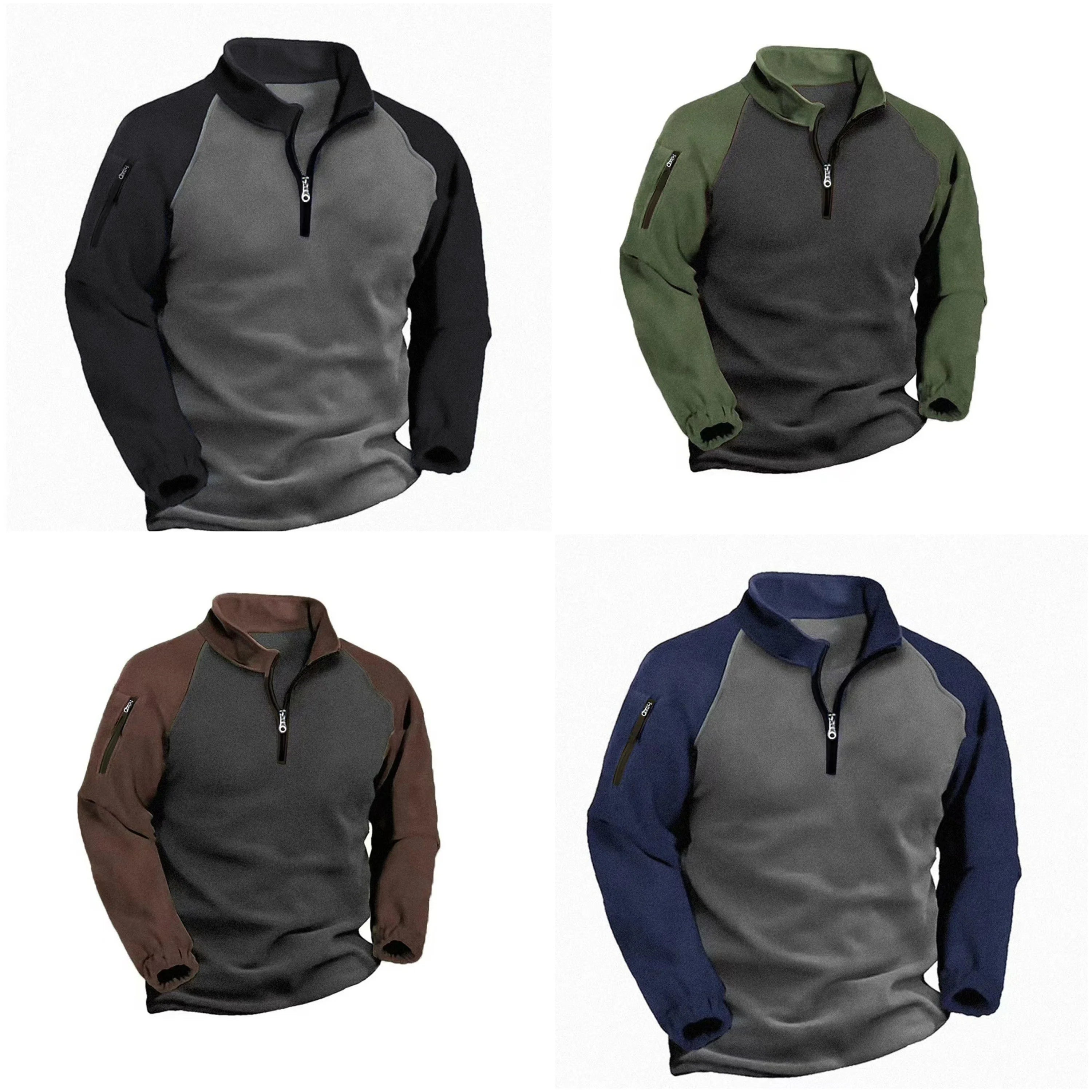 China Bangladesh Factory Price OEM Customized Logo Embroidery Winter Fleece Half Zip Stand Collar Pullover Plus Size Mens Jacket