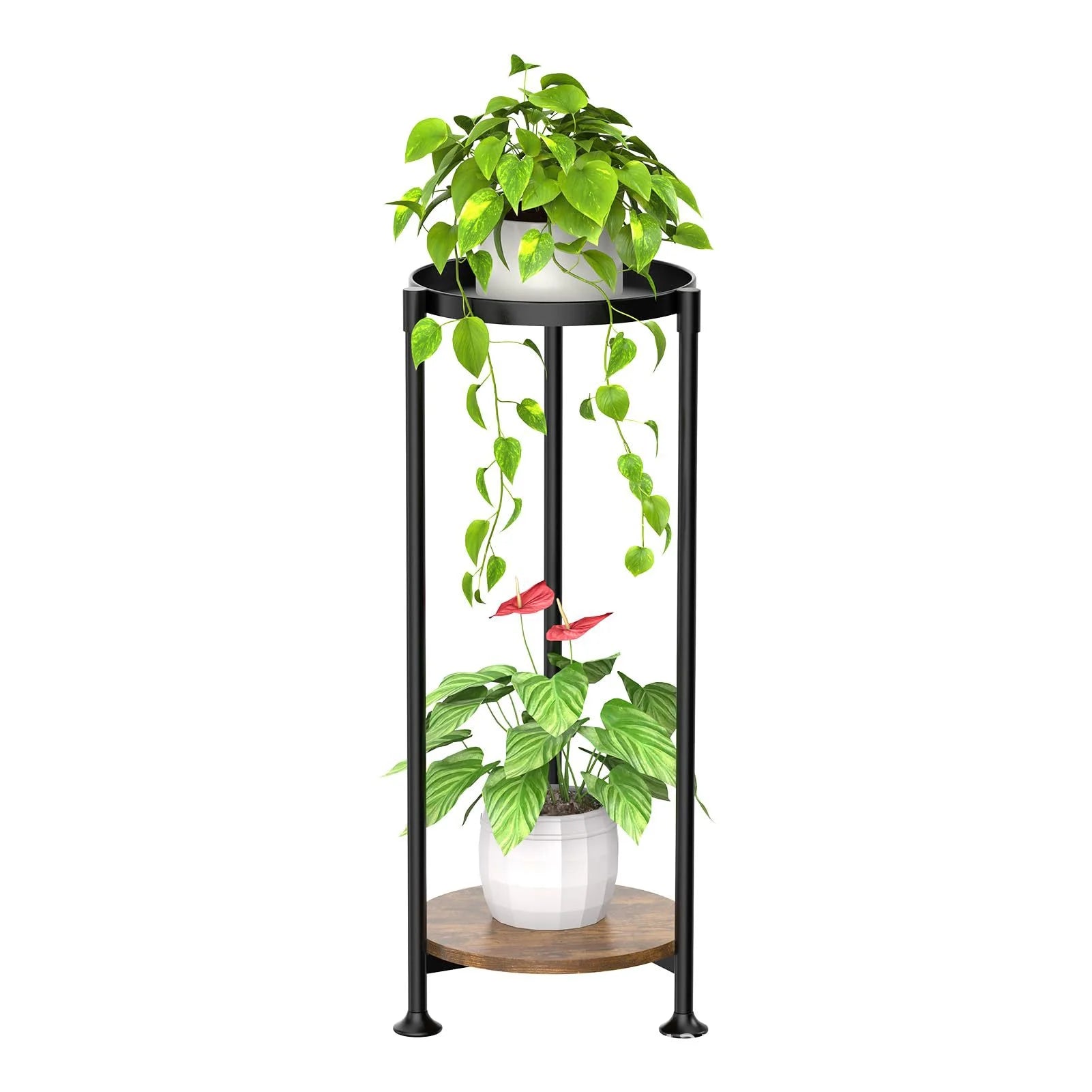 2 Tier Modern Powder Coated Steel Durable Lightweight Plant Stand Rack Multiple Flower Pot Holder Home Garden Planter Display