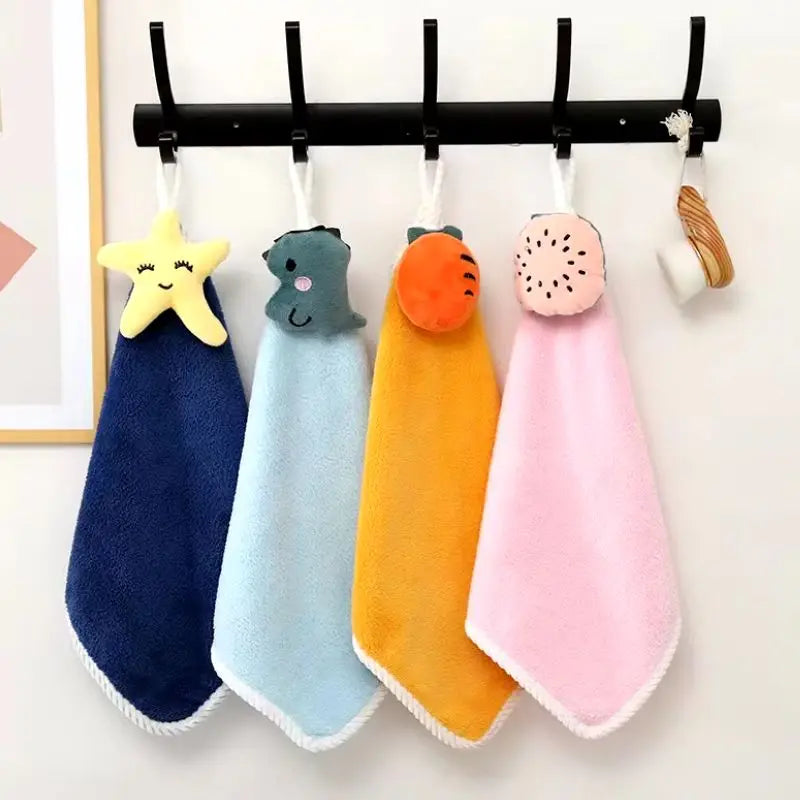 Wholesale Coral Velvet Small square  Cleaning Cloth Microfiber Good Water Absorption Cartoon Pattern Kitchen Dish Hand Towel