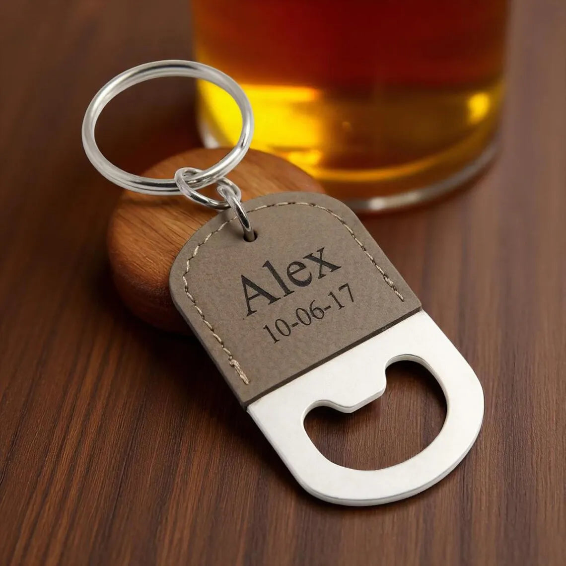 Blank Laserable Leatherette PU Leather Personalised Bottle Opener Keychain Bar Blade Home Gift Father's Day & Beer Gifts for Men