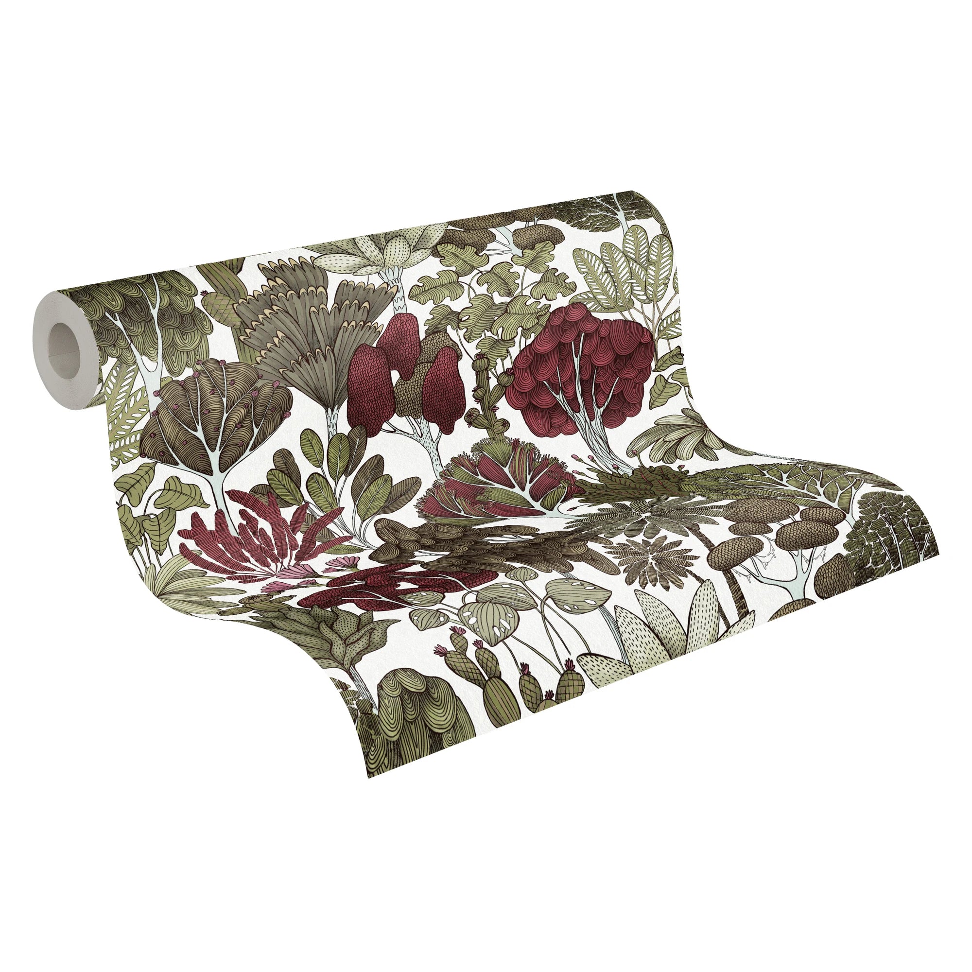 Made in Germany - Luxury Wallpaper rolls Jungle Green Yellow White Red Non Woven Contract Wallpaper Flowers - 1005 x 053 m