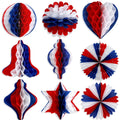 4th of July Honeycomb Ball Pendant American Flag Patriotic Party Decor Red White Blue Paper Gourd Shaped Hanging Ornament