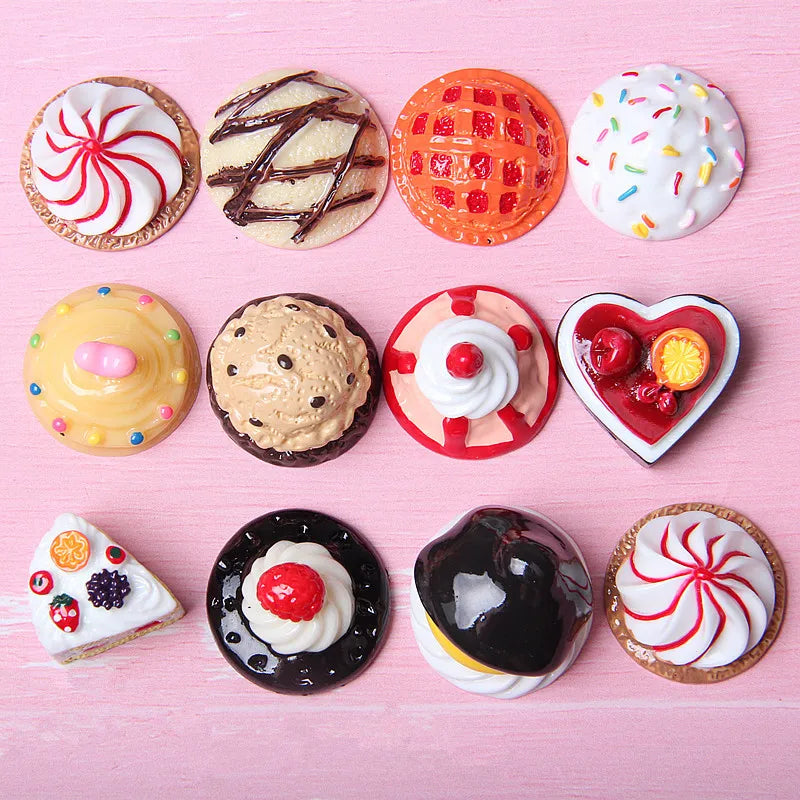 10pcs Per Bag Cheap Price Round Flat-back Colored Simulation Resin Cake Cabochons Lovely Cute DIY Cream Gel Accessories