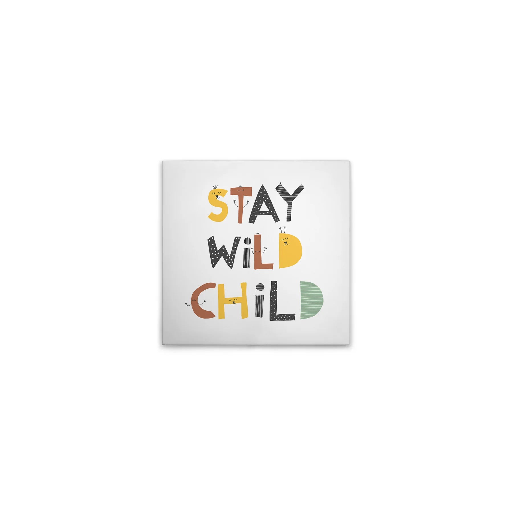 Made In Germany - Home Decor Canvas Picture Lettering Stay Wild - Wall Mural In White And Colourful - Stretcher Frame Art