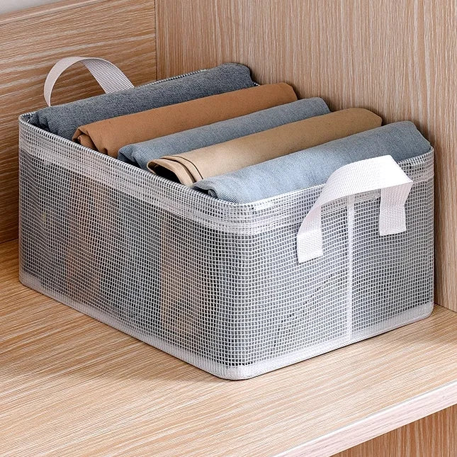 Foldable Clothes Storage Box Internal Metal Frame Structure PVC Organizer Bins with Handle