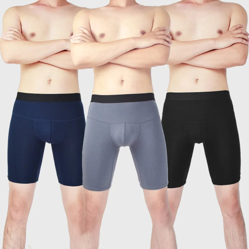 Men's Cotton Briefs Sport Custom Brand Gray Black Lightweight Long Leg Men's Boxer Briefs Under Wears for Mens