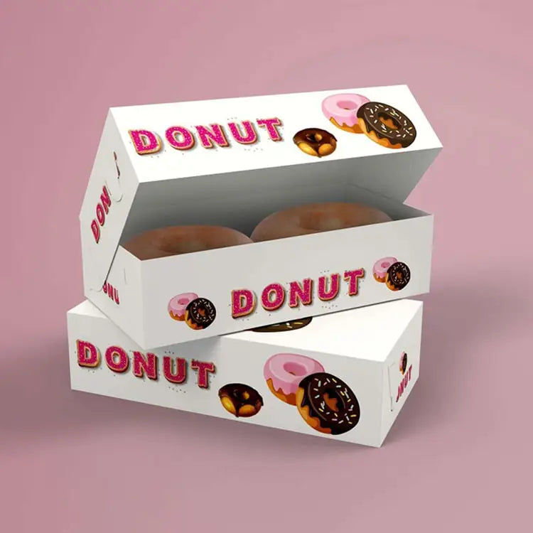 Custom Pattern Printed Disposable Paper Boxes with logo for Donuts Biodegradable Eco-friendly Bonut Box Excellent Quality