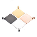 35x35mm Making Jewelry Diy Accessories Custom Necklace Gold Blank Stainless Steel Square Charm ID Pendant Tag for Engraved Logo