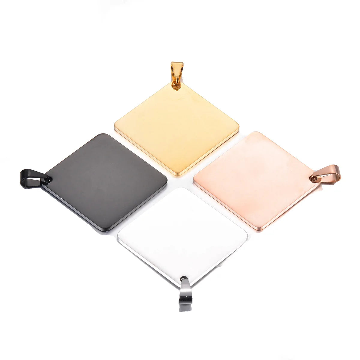 35x35mm Making Jewelry Diy Accessories Custom Necklace Gold Blank Stainless Steel Square Charm ID Pendant Tag for Engraved Logo