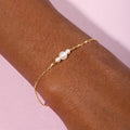 CANNER S925 Sterling Silver 18k Temperament Size Synthetic Pearl Simple and Versatile Bracelet Adjustable