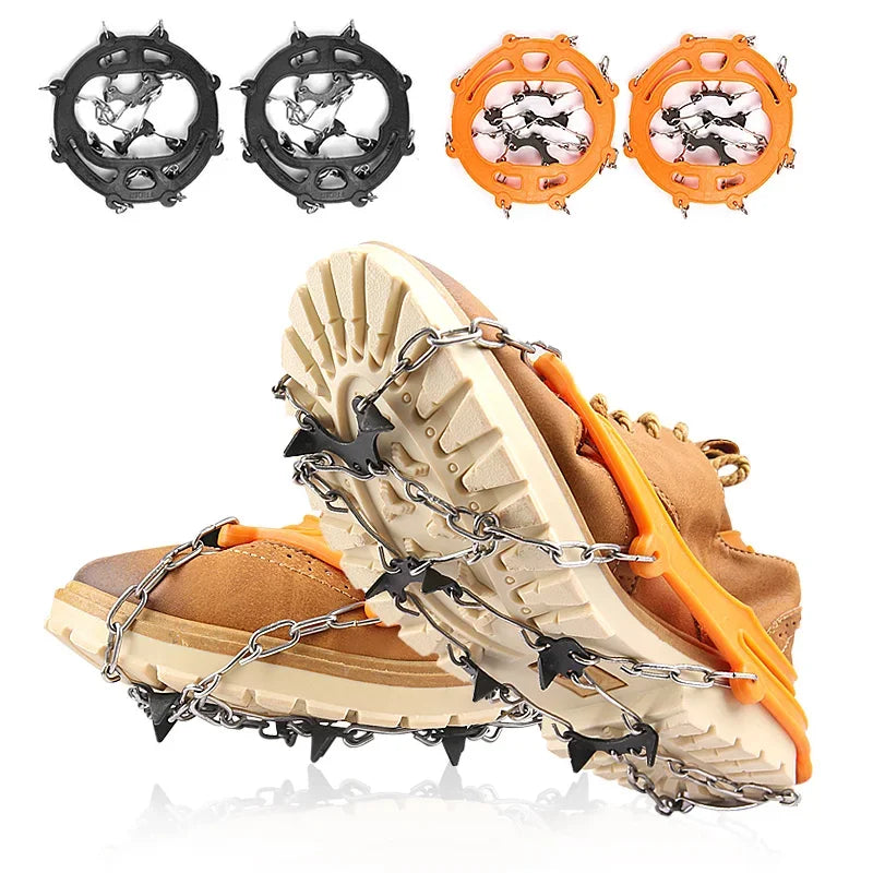 Melenlt Crampons for Shoes 16 Stainless Steel Spikes Traction Cleats Anti-Slip Ice & Snow Grips for Boots