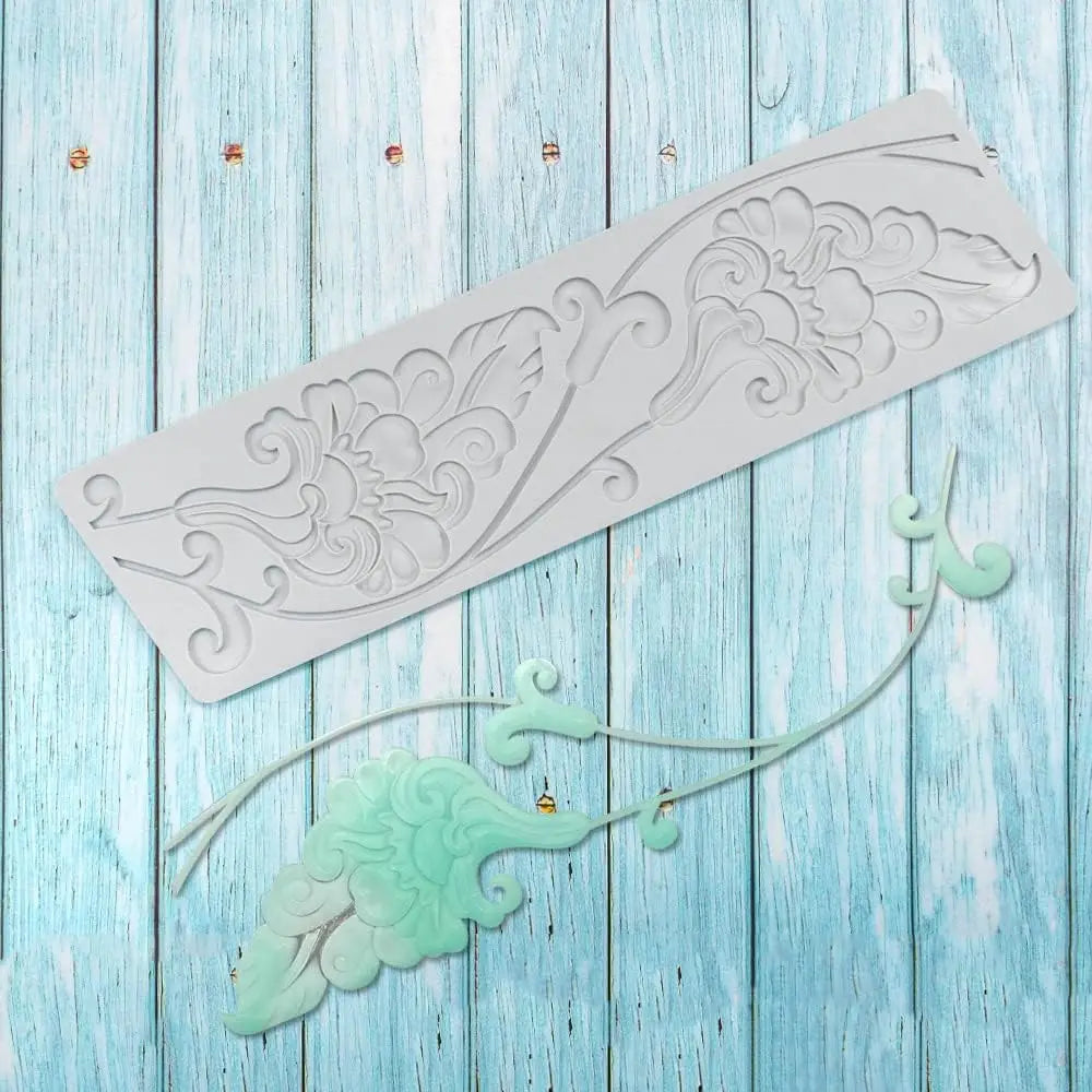 Attractive Silicone Exquisite Chinese Ruyi Fondant Impression Sugar Cake Decoration Gift Baking Cake Mold