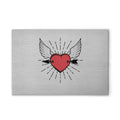 Made In Germany - Home Decor Canvas Picture Heart Stone Wall - Wall Mural In Grey And Red - Canvas Picture On Stretcher Frame