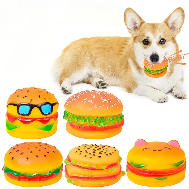 Sound Making Realistic Hamburger Burger Puppy Pet Dog Training Cheeseburger Toys Squeak Chew Toy