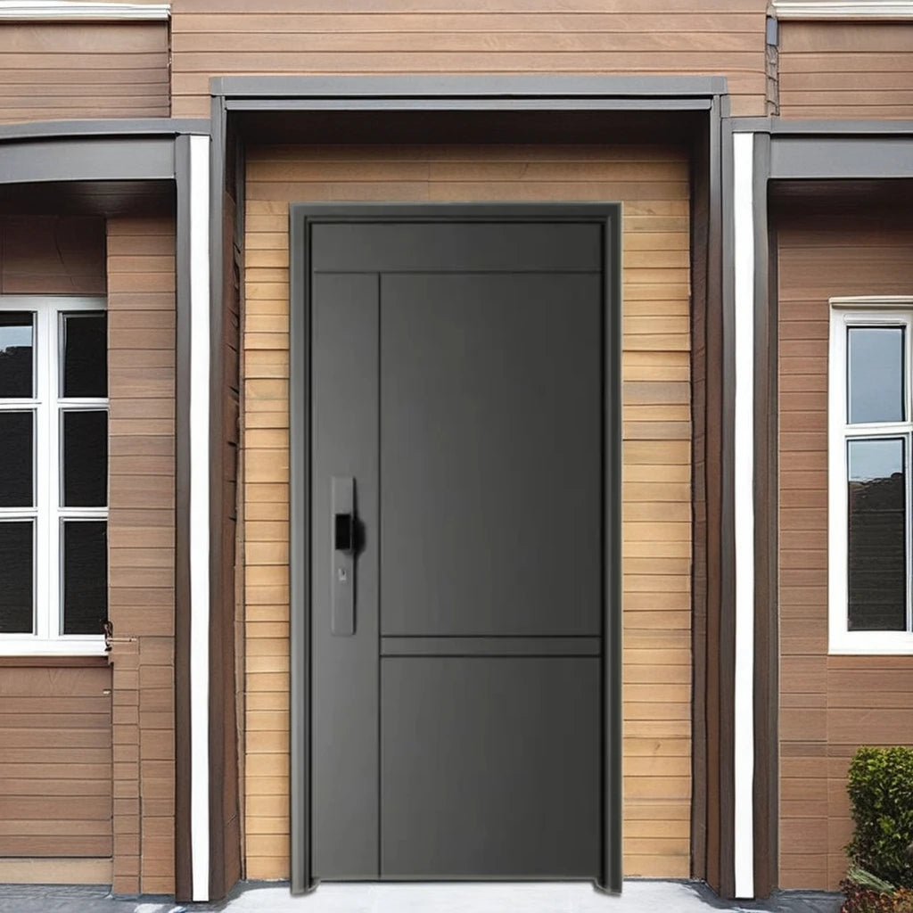 Global Trade Assurance Supplier's Minimalist Modern Steel Entry Metal Security Door Anti-Theft Home Exterior Front Door Outdoor