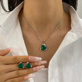 Classic New Design Green Triangle Earrings Necklace Jewelry Set for Women Jewelry Wholesale