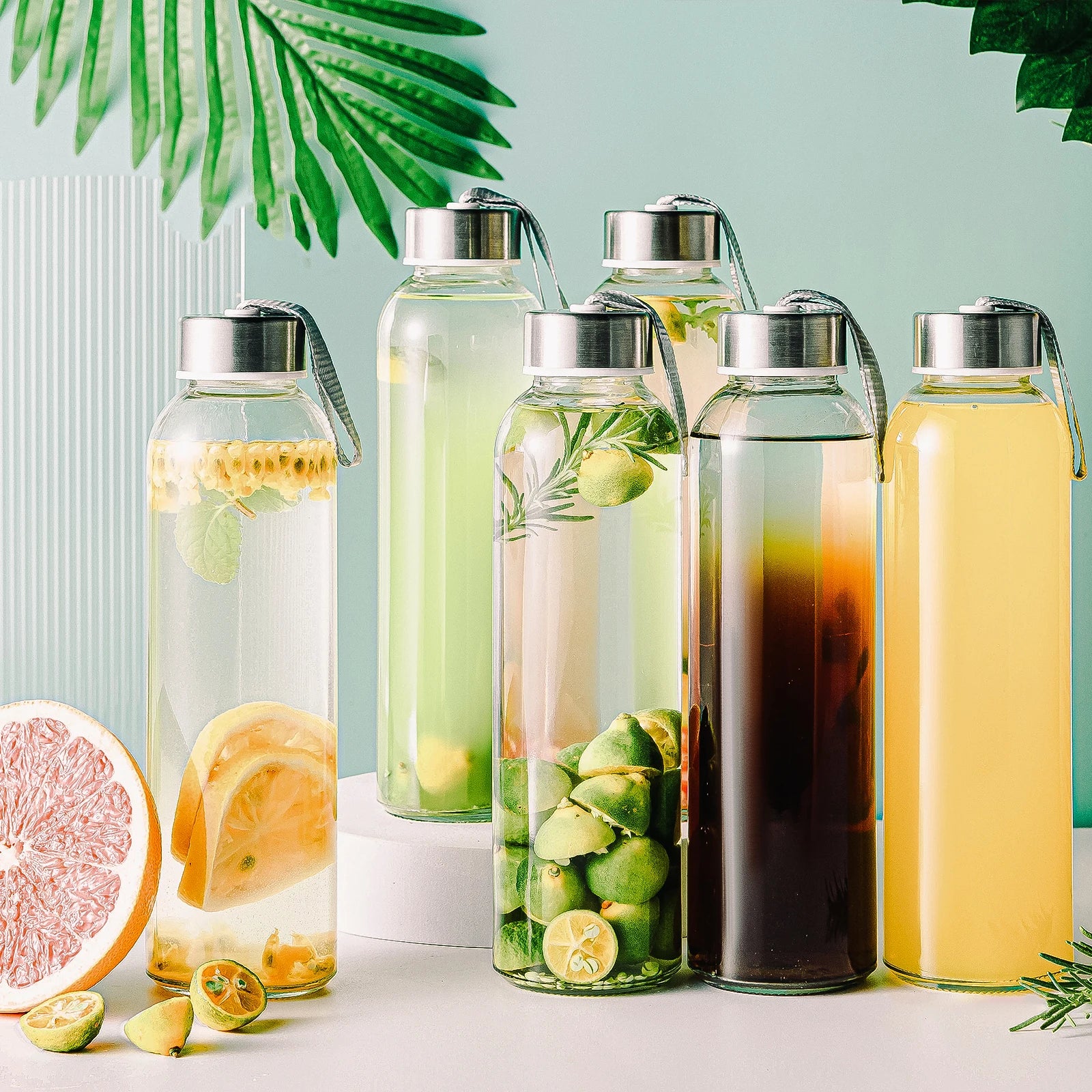 Wholesale Borosilicate Glass Water Bottle Custom 300ml~1000ml Water Bottle Juice Drink Milk Glass Water Bottle