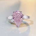 Fashion Ice Flower Cut Zircon S925 Silver Engagement Ring Party Romantic Pear Cut Pink Yellow Color Women's Gemstone