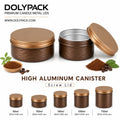 Lightweight aluminum tea powder canister in copper brown embossed pattern style with screw lid for matcha tea coffee powder MegaBDM