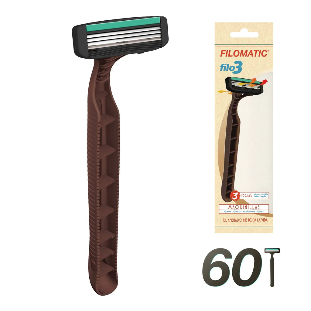 Pack of 60 Filomatic "FILO3" razor blades in various colors