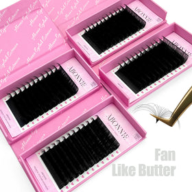 Abonnie Matte Black Cachemere Lash Extensions Fan Like Butter Matte Black Russian Volume Eyelash Extensions Trays