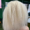 CF128 Human Hair Full Clear Lace  Wig   Stock Glueless Full Lace Blond 613# Afro Kinky Curl Full  Lace Can Make Braided Wigs