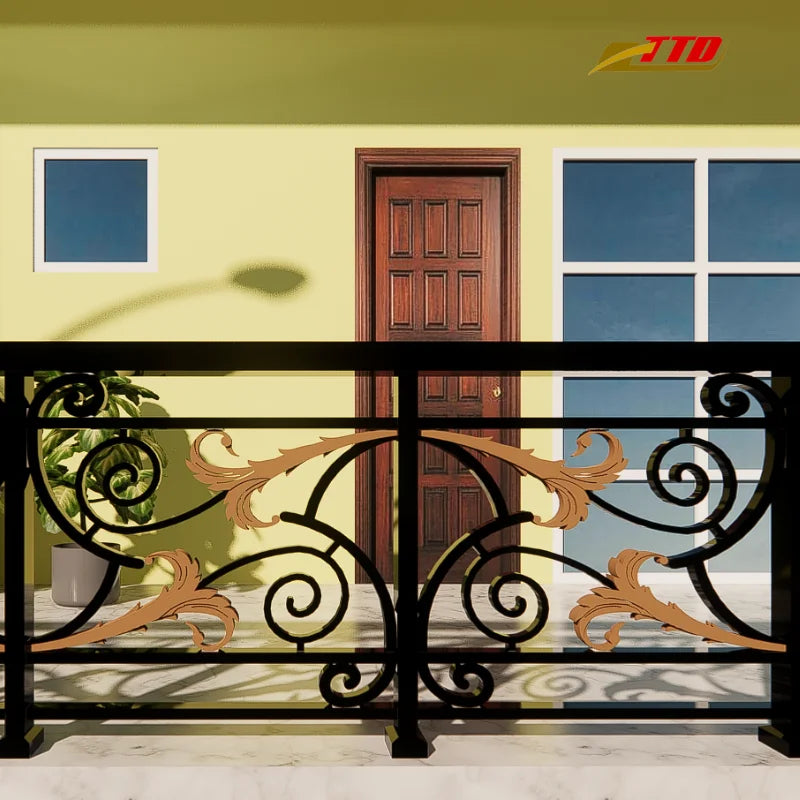 Create a Safer Modern Villa Balcony with Strong Wrought Iron Railings for Outdoor Metal Stair Installations