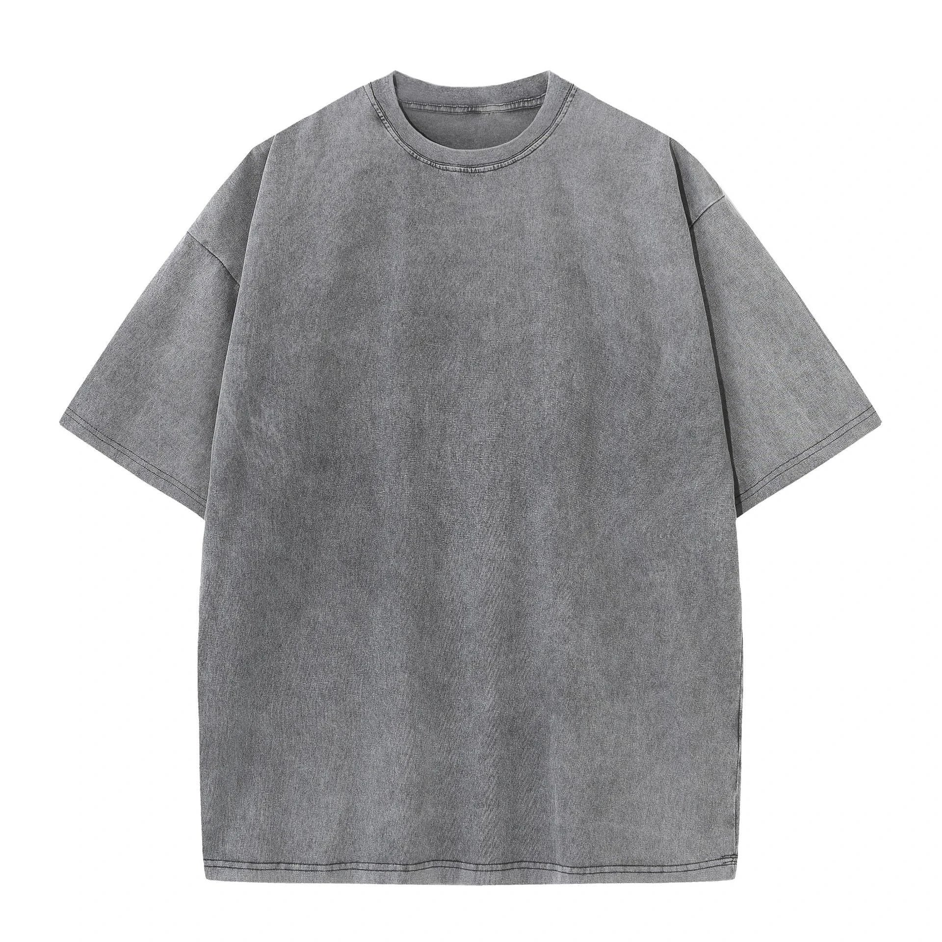Vintage Heavyweight 100% Cotton Drop-Shoulder Oversize T-Shirt Acid Wash Black Long Length Light Bamboo Knitted High Woven