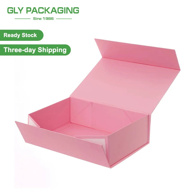 Pink Gift Box Collapsible Gift Box with Lid Magnetic Closure Matte Textured Finish Box for Wedding Gifts
