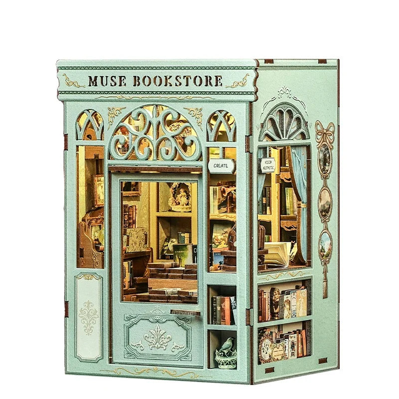 CuteBee 2025 New Product BJAA201 Book Nook 3d Puzzle 3d Wooden Puzzle Miniature House Diy Craft Kit Library Book Nook