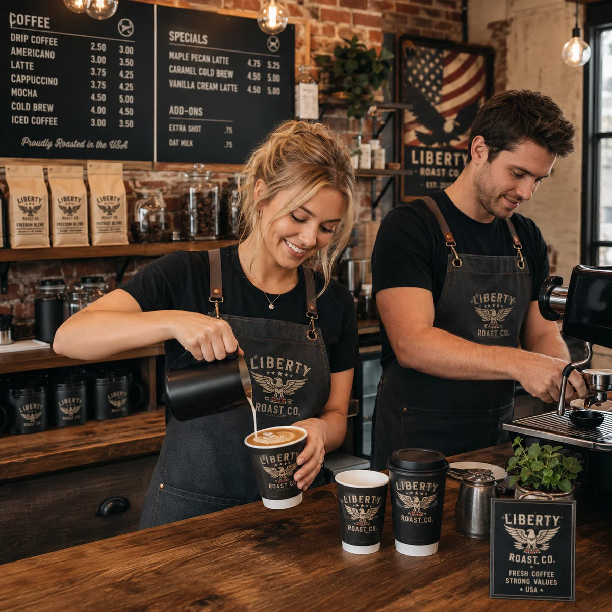 AT PACK Custom Logo Barista Apron Coffee Shop Uniform Work Apron for Cafe Staff Restaurant Kitchen Personalized Branding MegaBDM