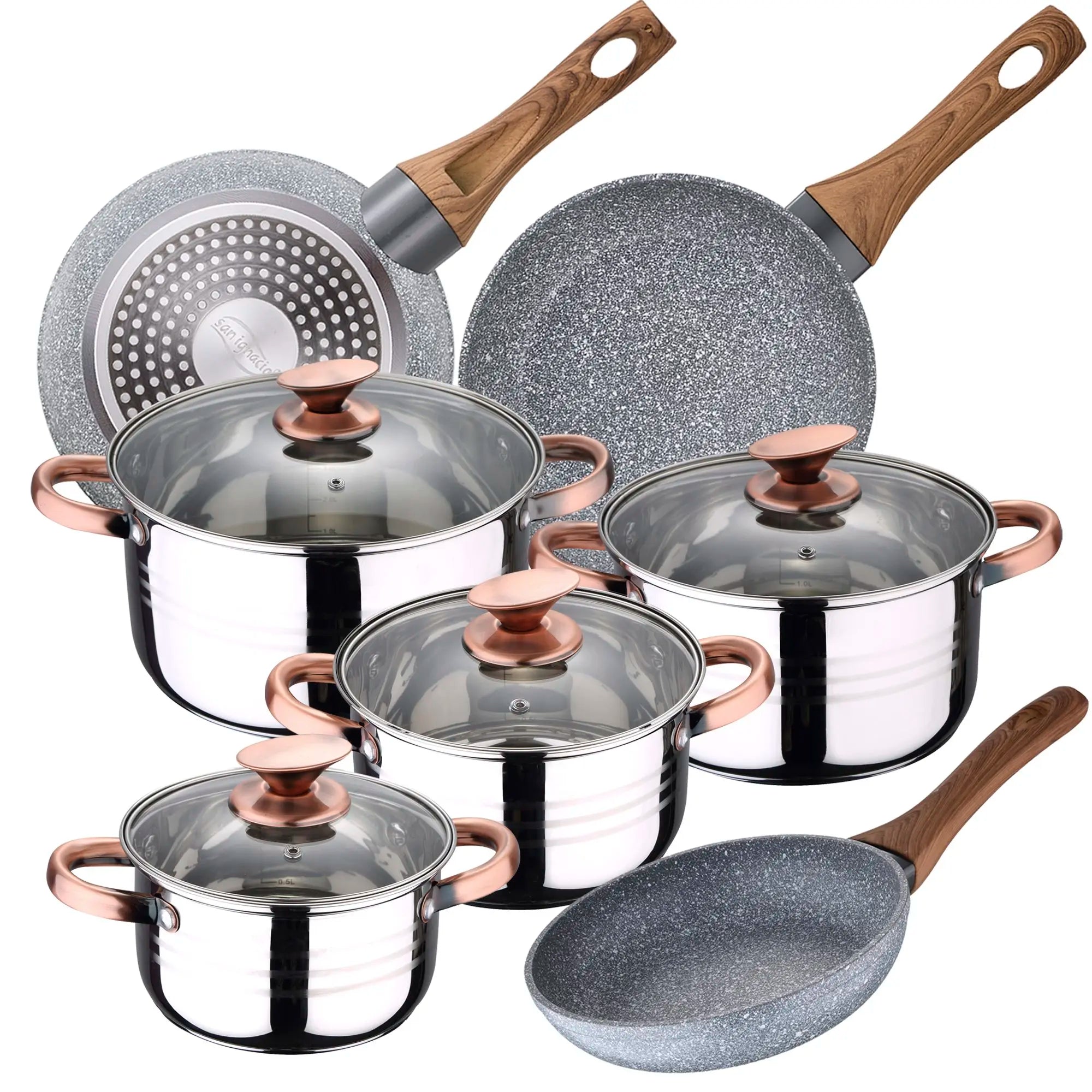 SAN IGNACIO Premium Nona 8-piece stainless steel cookware set with frying pans (22/24/26 cm) SAN IGNACIO Daimiel in forged