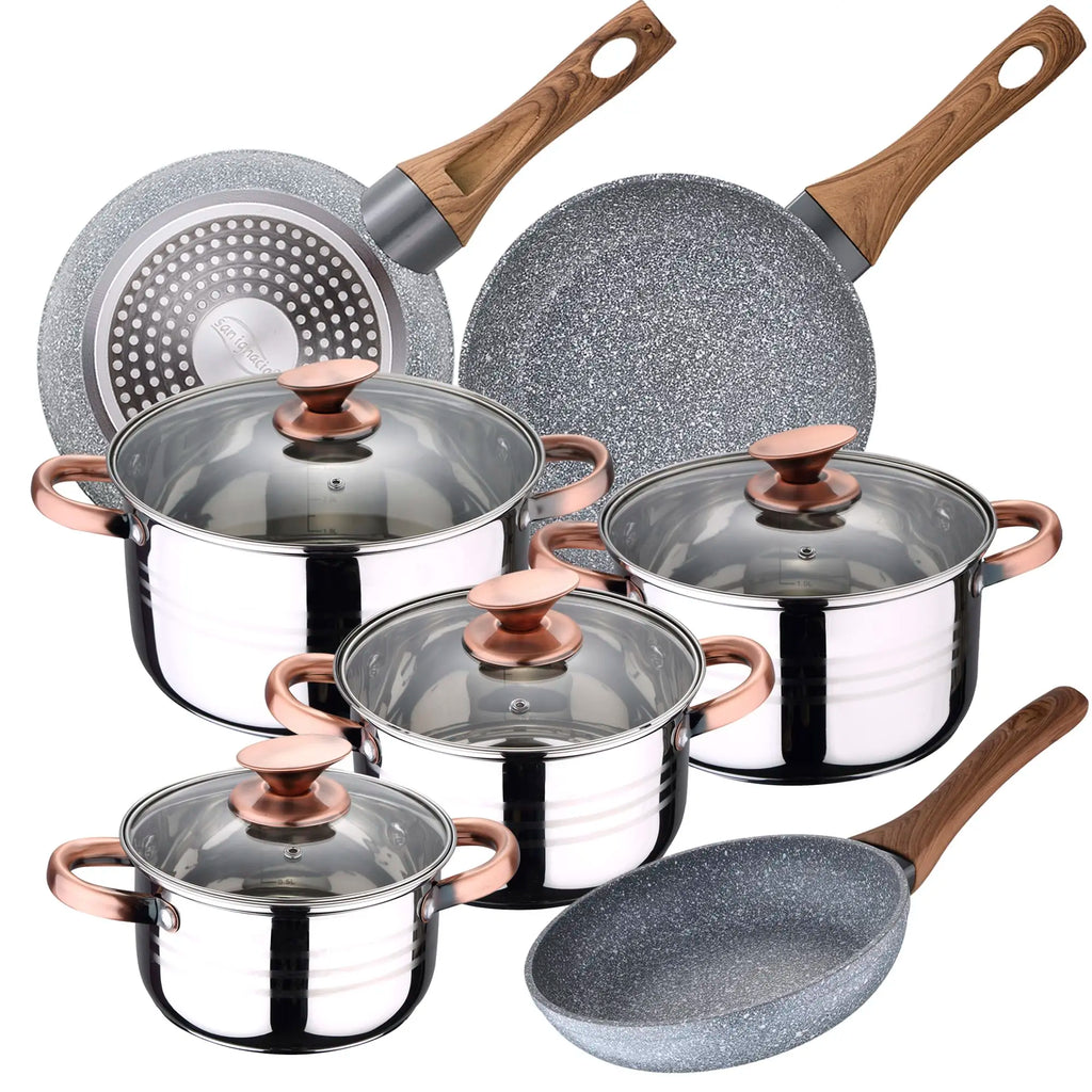 SAN IGNACIO Premium Nona 8-piece stainless steel cookware set with frying pans (22/24/26 cm) SAN IGNACIO Daimiel in forged