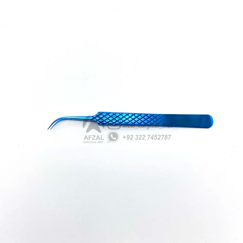 2025 Professional Sustainable Blue Plasma Stainless Steel Eyelash Tweezers Straight Curved Pointed Tip Precision Durable
