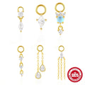 Glowluxe Custom 925 Sterling Silver Zircon Charms Trendy Designer Princess Cut Diamond Earrings Gold Plated for Wedding