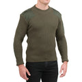 Wholesale Men Sweater Black V-Neck Tactical Shoulder Patch Knitting Wool Blends Crewneck Knit Knitwear Sweater