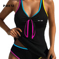PASUXI 2026 Ribbed High Waist Bikini Set Tankini Swimsuit Two Piece Quick Dry Swimwear Color Block Tummy Control Bathing Suit