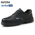 GUYISA Anti-static Safety Shoes Classic Series Two-layer Cowhide and Microfiber Anti - Hit Steel Toe Safety Shoes