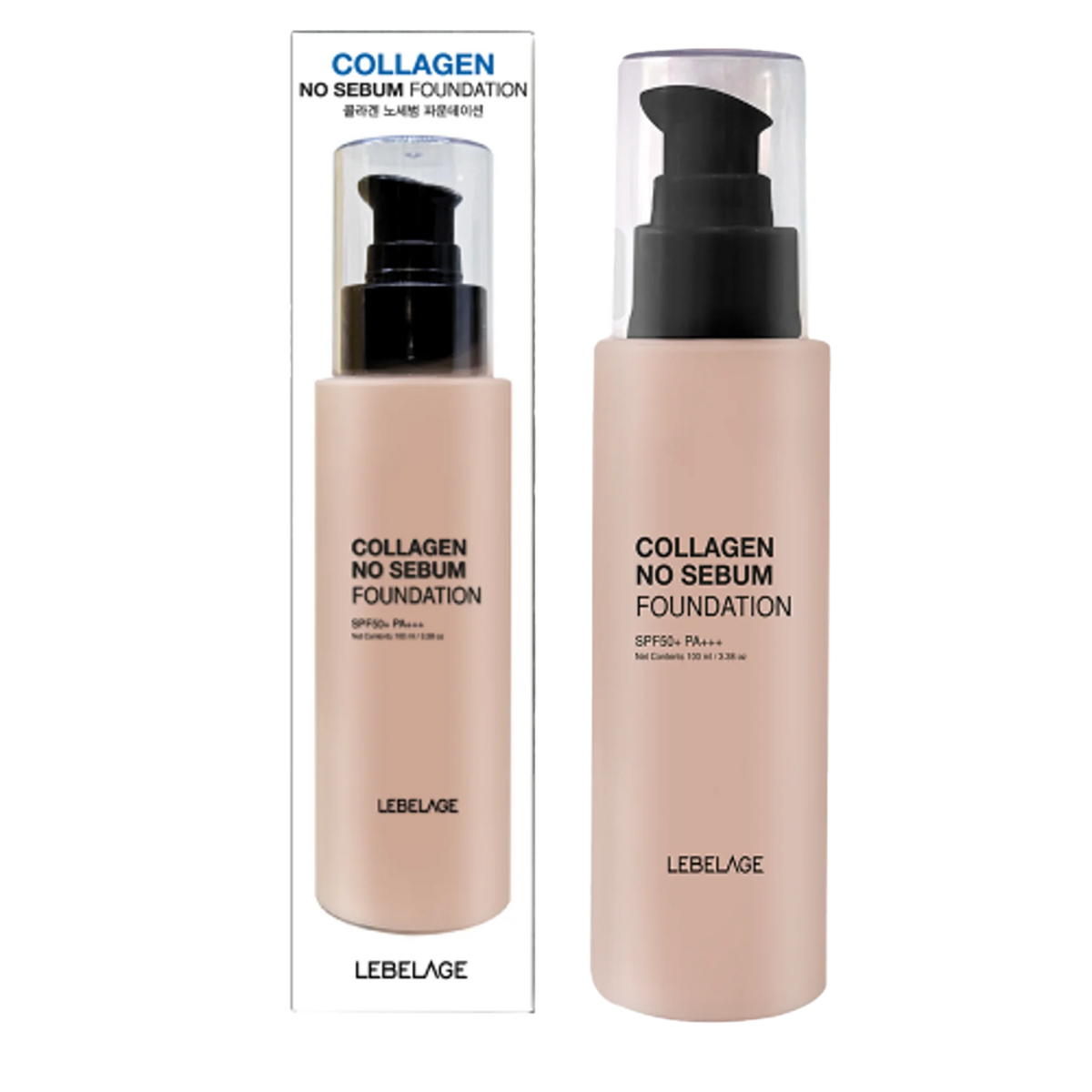 No Sebum Liquid Foundation No. 23 Sandbeige Collagen Moisturizer Anti-Wrinkle Brightening Matte Effects Herbal Sunscreen 50ml MegaBDM