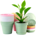PP Plastic Flower Pots with Saucers Colorful Lightweight Planters for Indoor and Outdoor Gardening