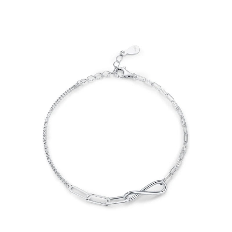 SL1678 925 Sterling Silver Beautiful Romantic Infinite Bracelet Adjustable Chain Link for Women Wedding Engagement Jewelry MegaBDM