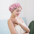 Adjustable Elastic Shower Hat Hair Double Layer Elastic Shower Cap Waterproof Oil-Proof Thickened PEVA Plastic Hair Cover