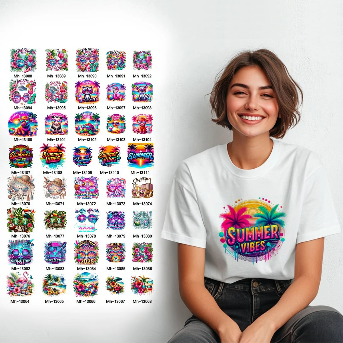 New Love Heart Custom Dtf Transfer Printed Valentine's Day Design Summer Coffee Iron on Press Heat Transfer Sticker for T-shirt