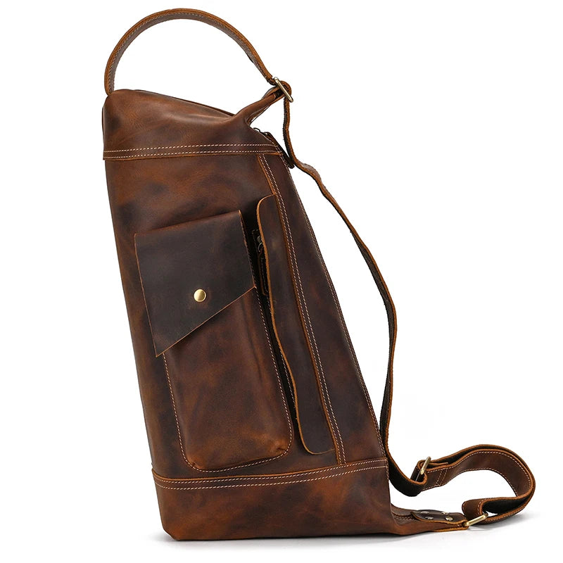 Vintage Genuine Leather Sling Bag Backpack for Men Outdoor CasuaCrossbody Shoulder Chest Day Pack Backpacks MegaBDM