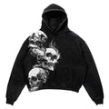 Acid Wash Winter Hoodie 100% Cotton Skull Print Vintage Heavyweight Pullover Embroidered Custom Logo & Color