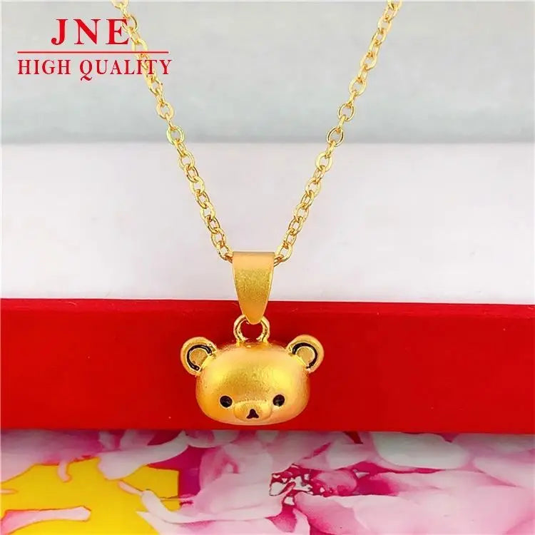 Douyin Online Influencer Same Cute Lesser Panda Pendant Vacuum Electroplating 18K Jin Han Cute Teddy Bear Necklace for Women